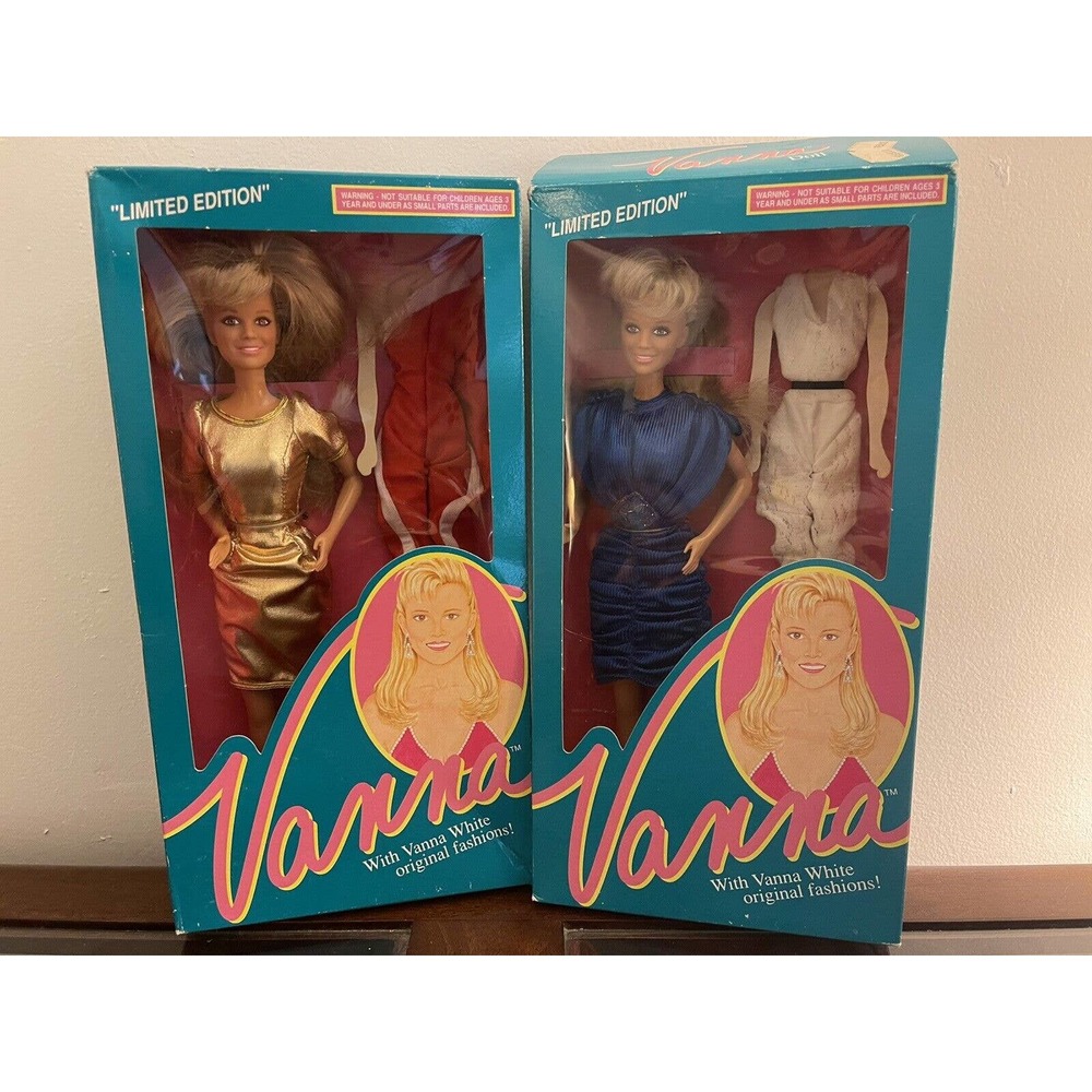 2 Vintage Vanna White dolls Home Shopping Club 1990 Limited Edition 12" #5 & #11